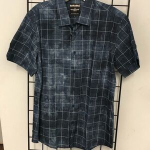 Barabas button front shirt navy check modern fit